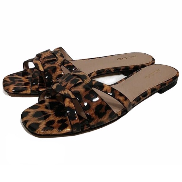 ALDO Astirassa Sandals Slides Patent Animal Print - Picture 3 of 11